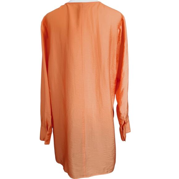 NEW WORTHINGTON Tunic‎ Top Kaftan Blouse XL Orange Long Lightweight Dressy Work - Picture 3 of 8